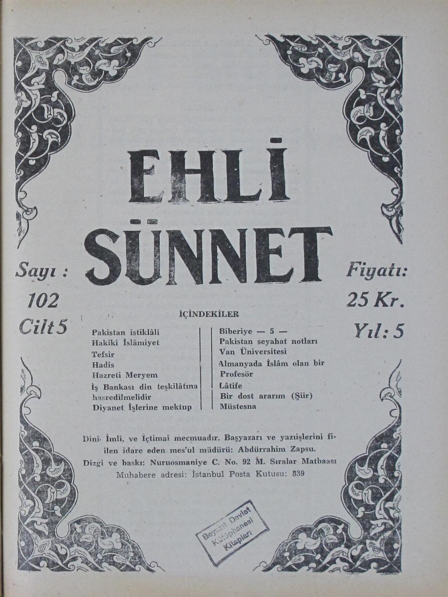 5. Cilt 102. Sayı Kapağı