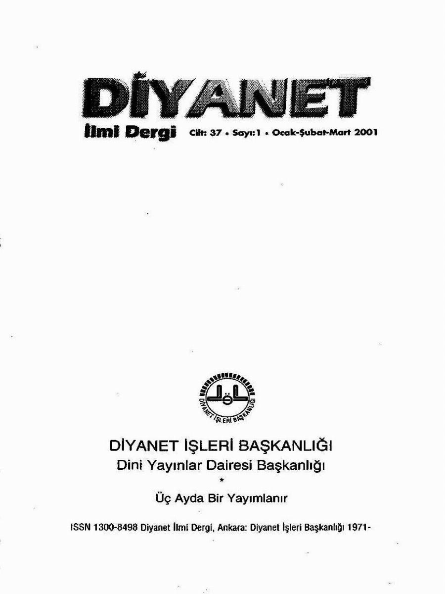 37. Cilt 1. Sayı Kapağı