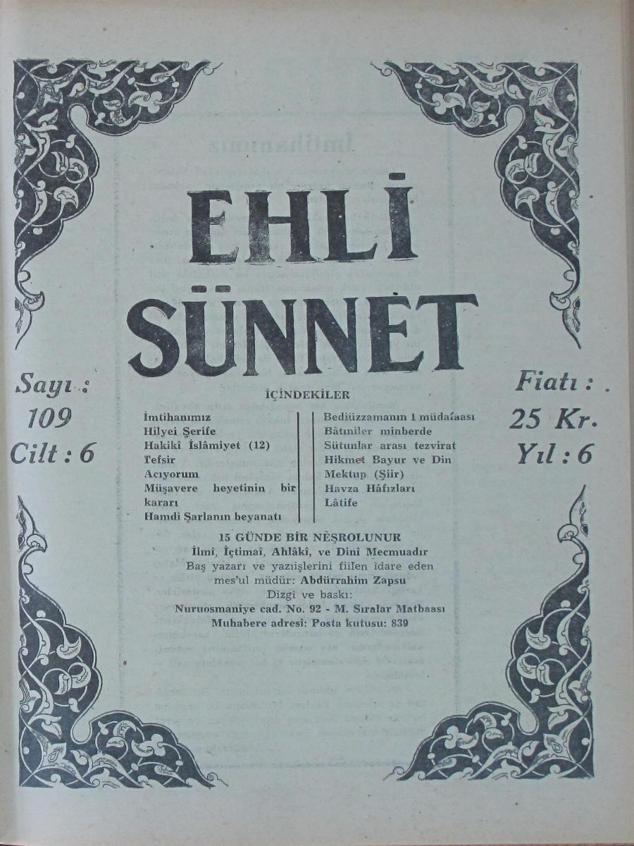 6. Cilt 109. Sayı Kapağı