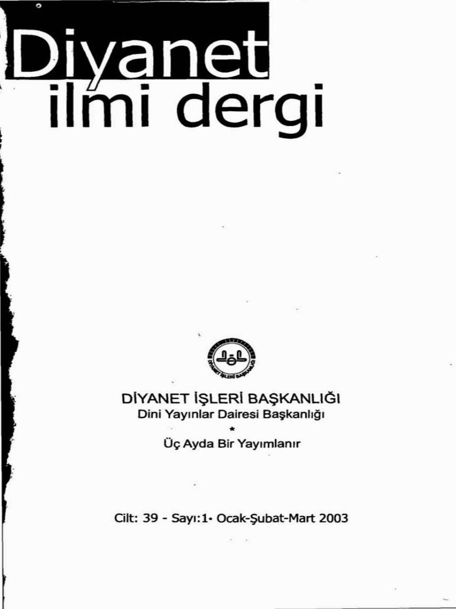39. Cilt 1. Sayı Kapağı