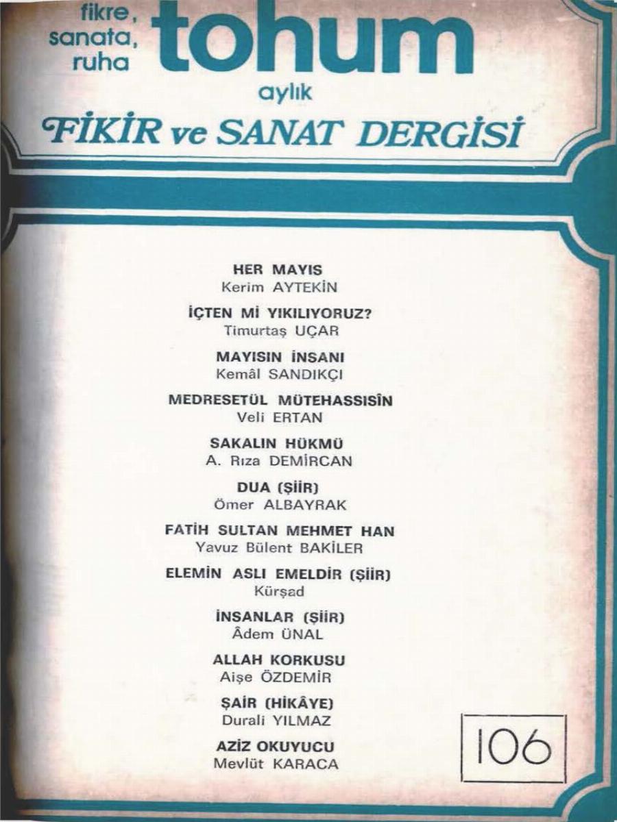 9. Cilt 106. Sayı Kapağı