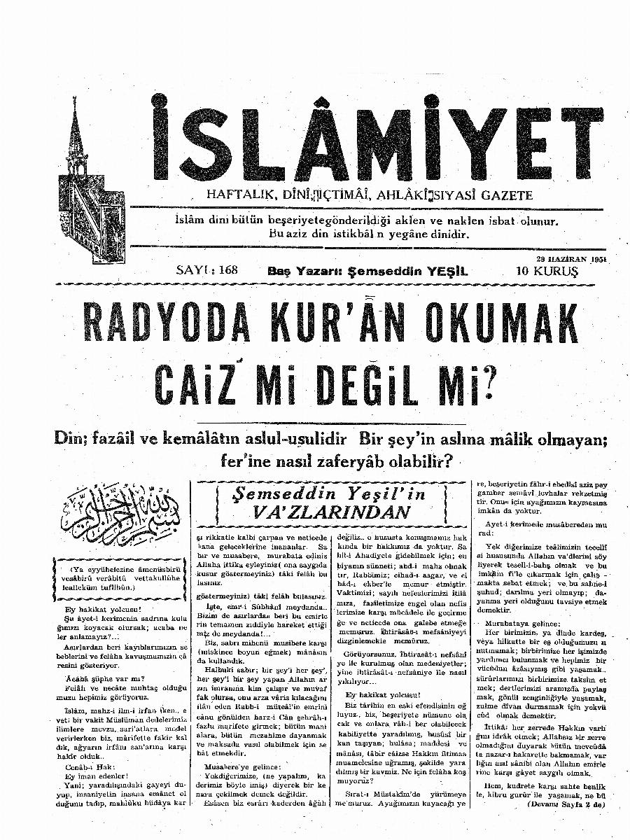 4. Cilt 168. Sayı Kapağı