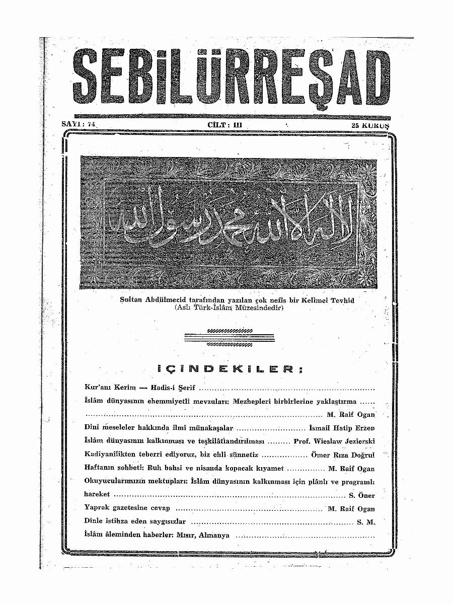 3. Cilt 74. Sayı Kapağı