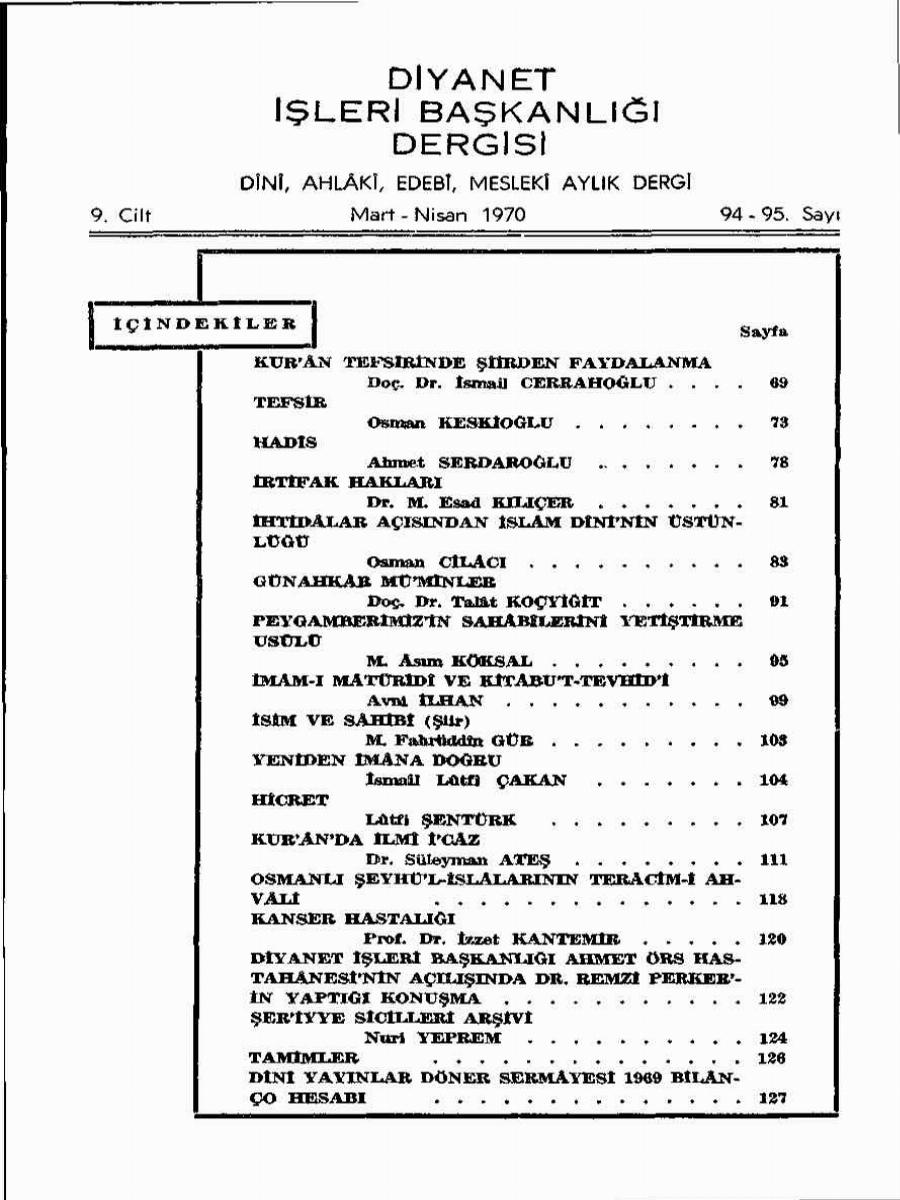 9. Cilt 94-95. Sayı Kapağı
