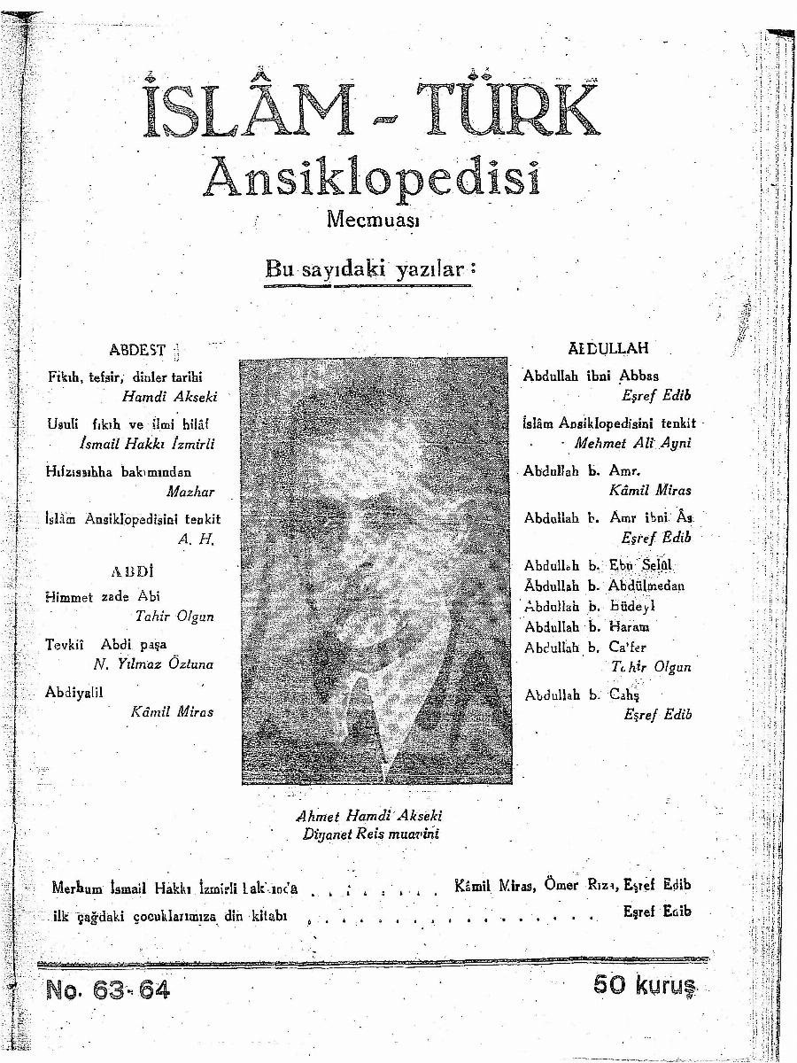 2. Cilt 63-64. Sayı Kapağı