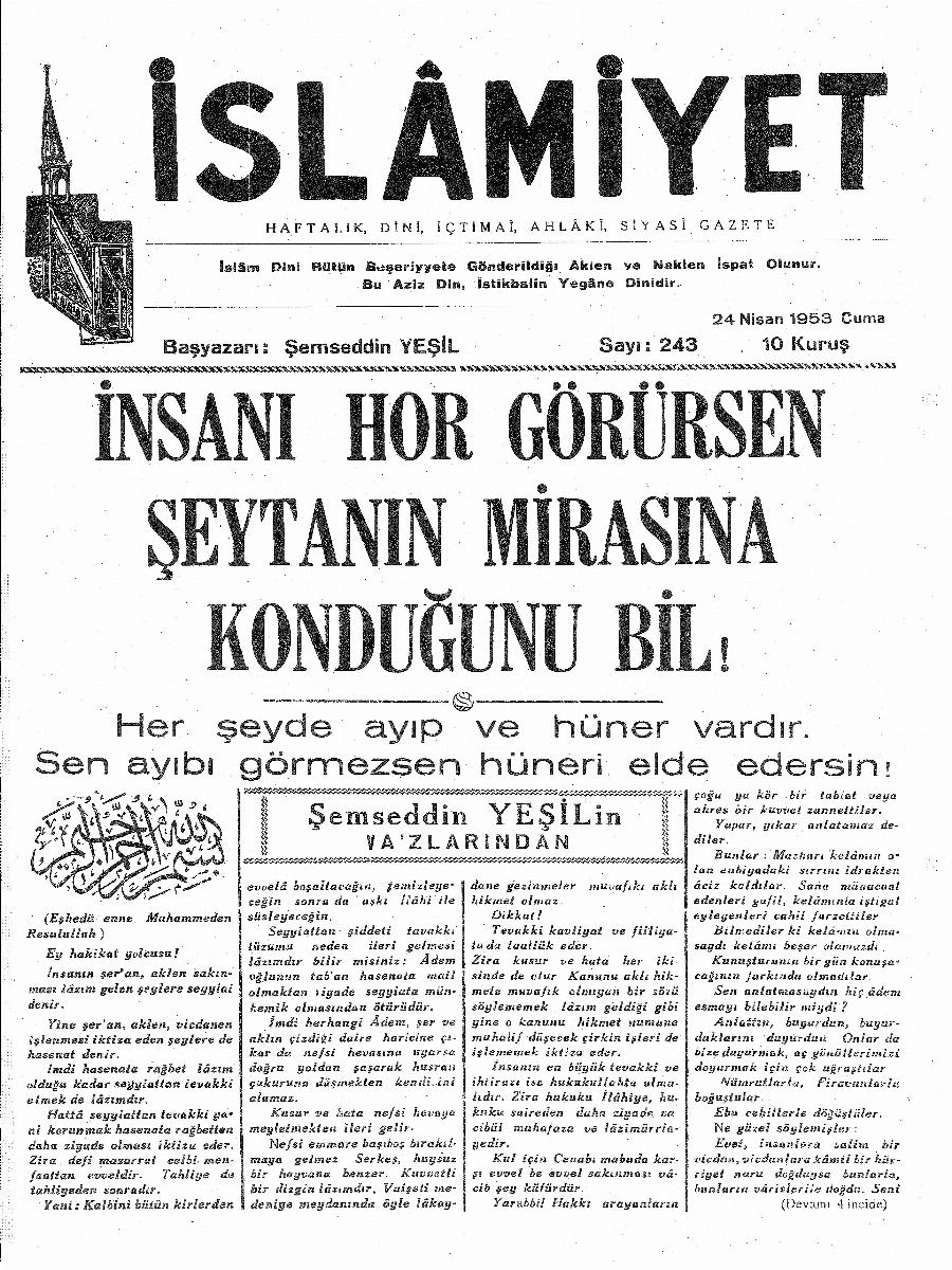 5. Cilt 243. Sayı Kapağı