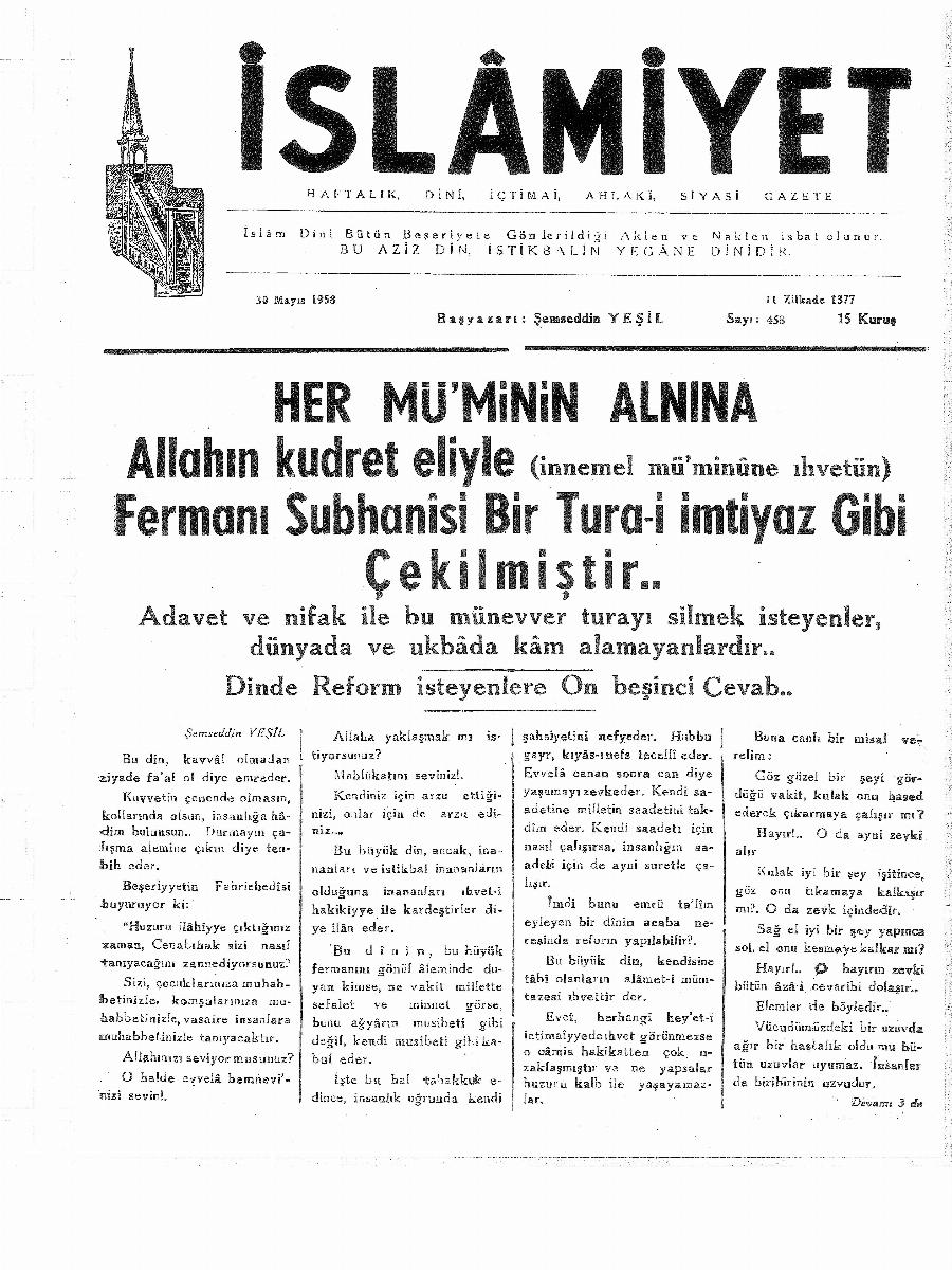 9. Cilt 458. Sayı Kapağı