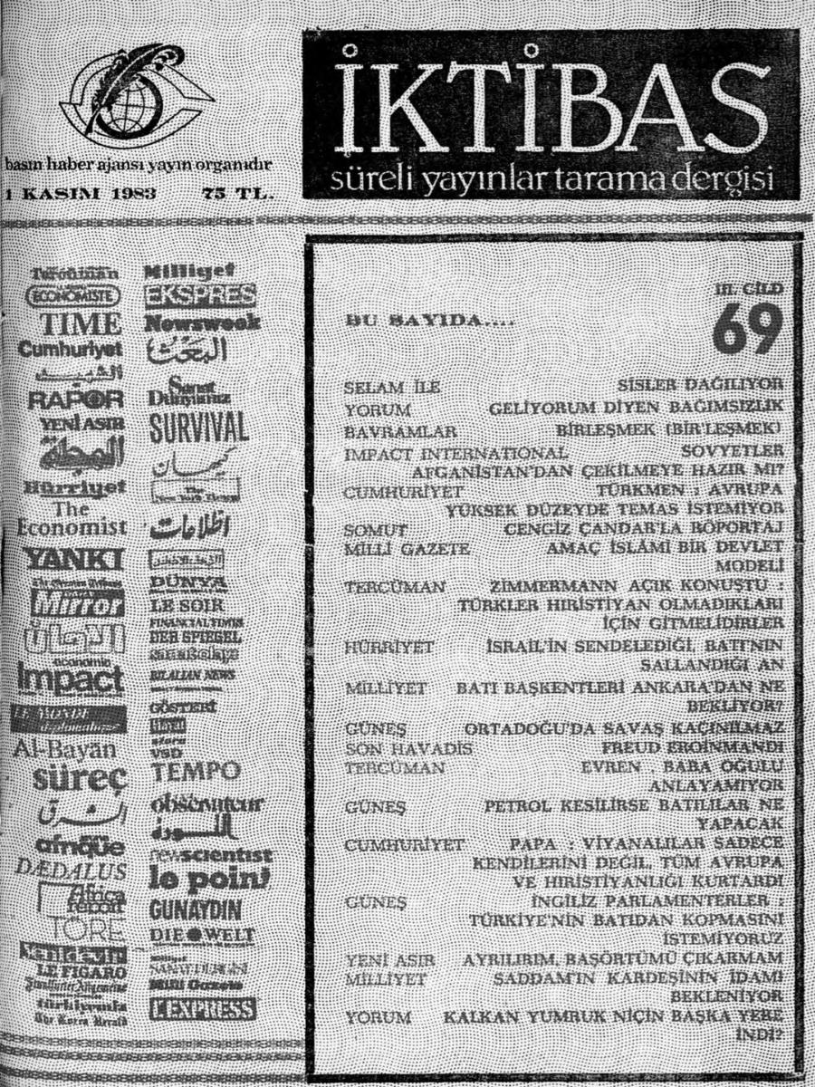 3. Cilt 69. Sayı Kapağı