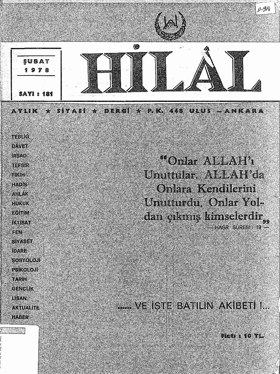 15. Cilt 181. Sayı Kapağı