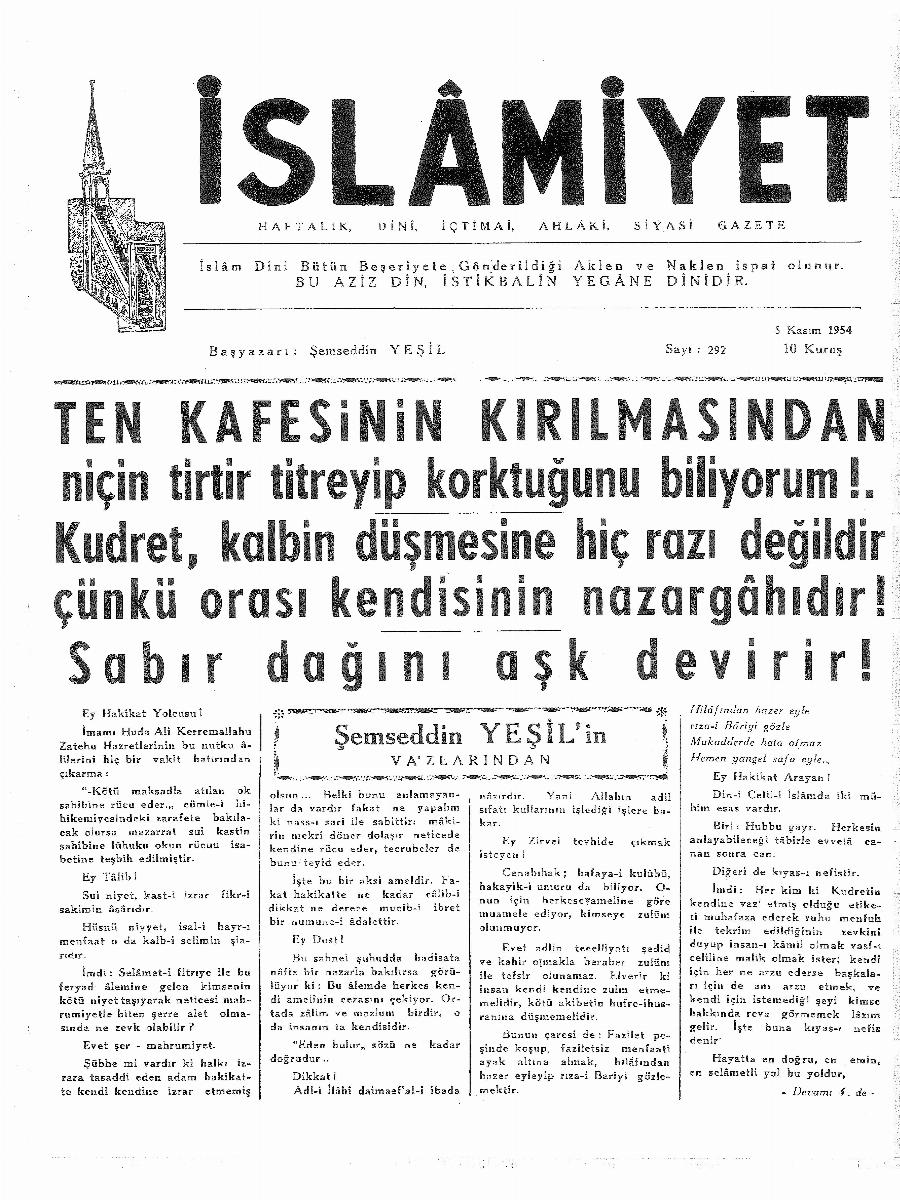 6. Cilt 292. Sayı Kapağı