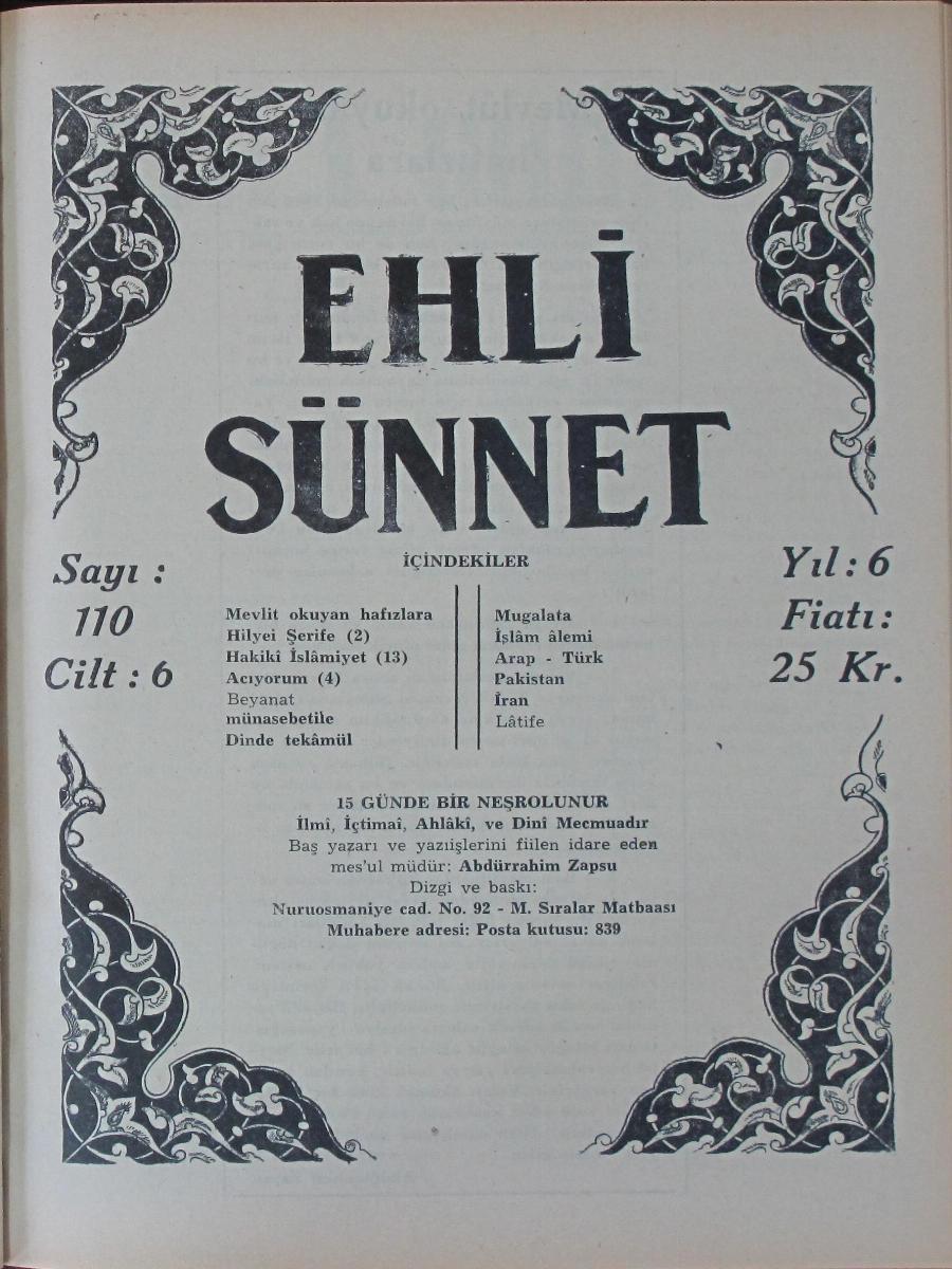 6. Cilt 110. Sayı Kapağı