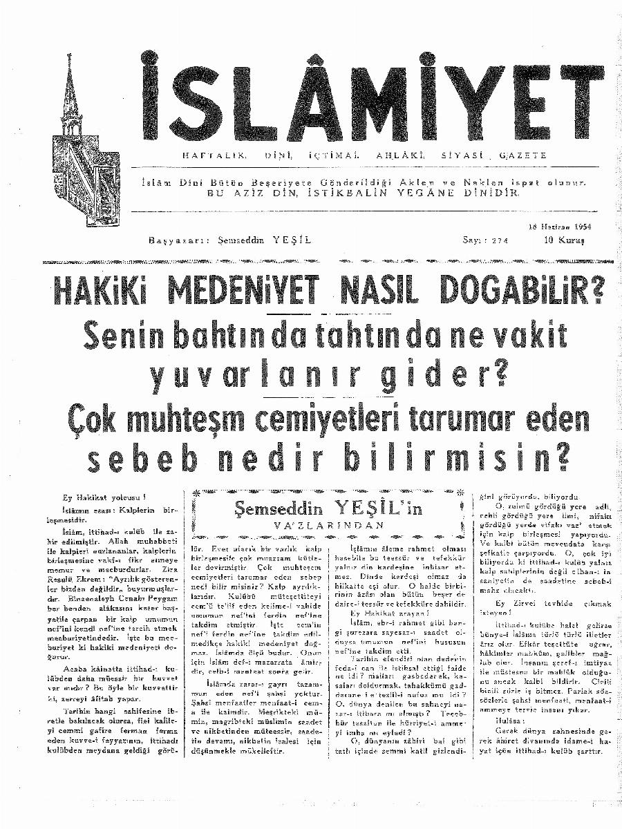 6. Cilt 274. Sayı Kapağı