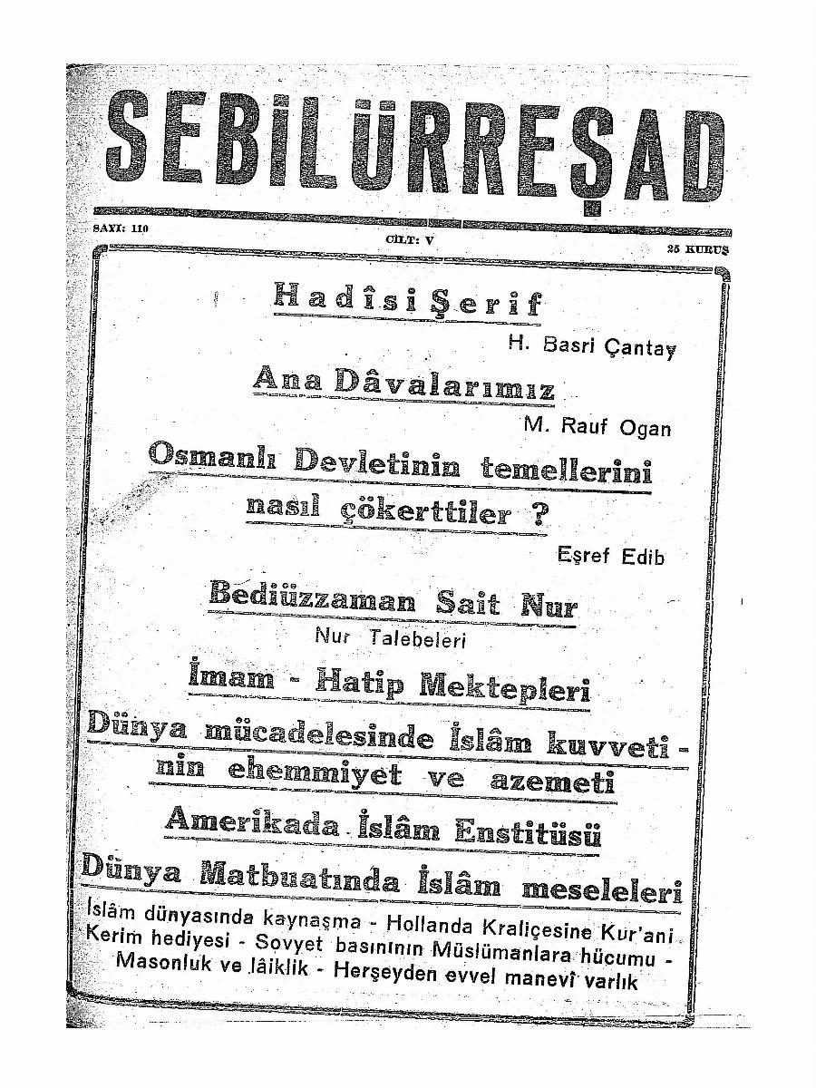 5. Cilt 110. Sayı Kapağı