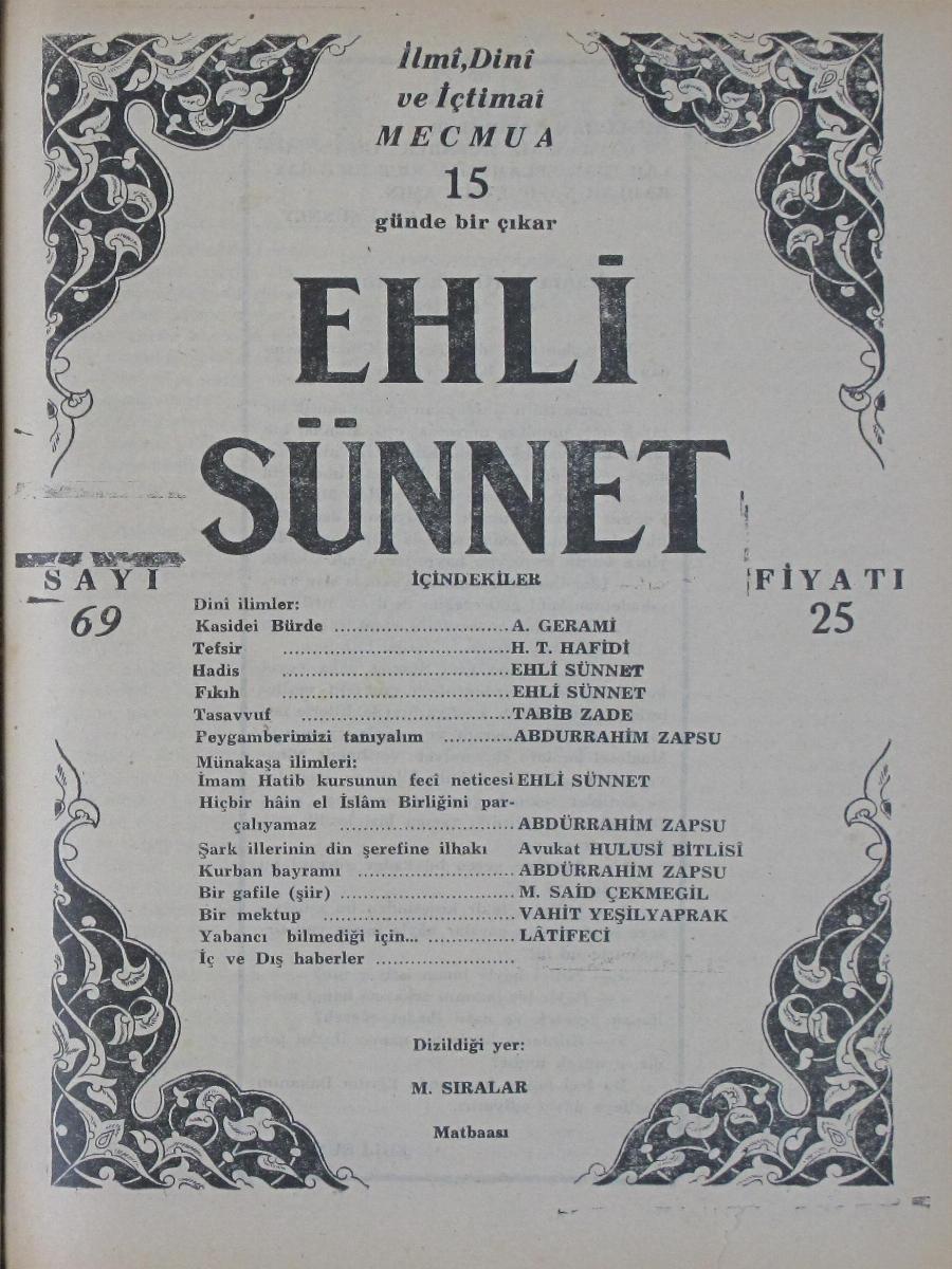 3. Cilt 69. Sayı Kapağı