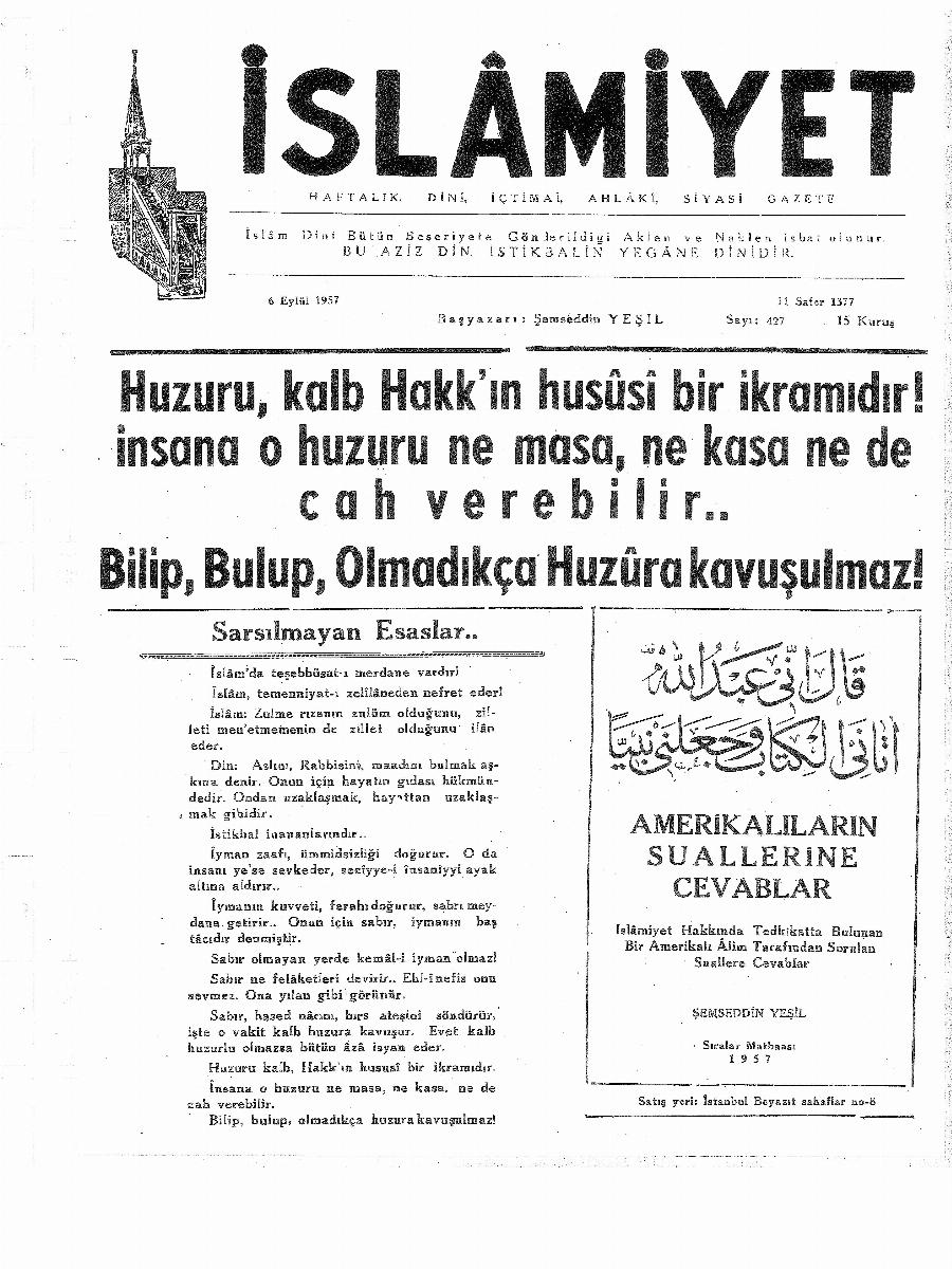 9. Cilt 427. Sayı Kapağı