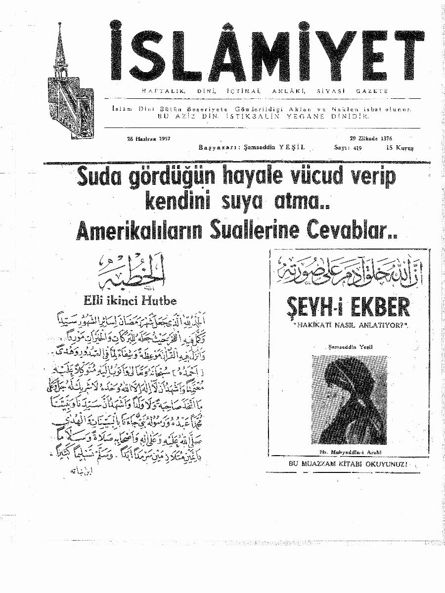 9. Cilt 419. Sayı Kapağı