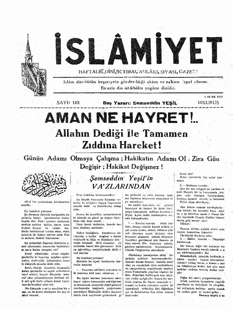 4. Cilt 188. Sayı Kapağı