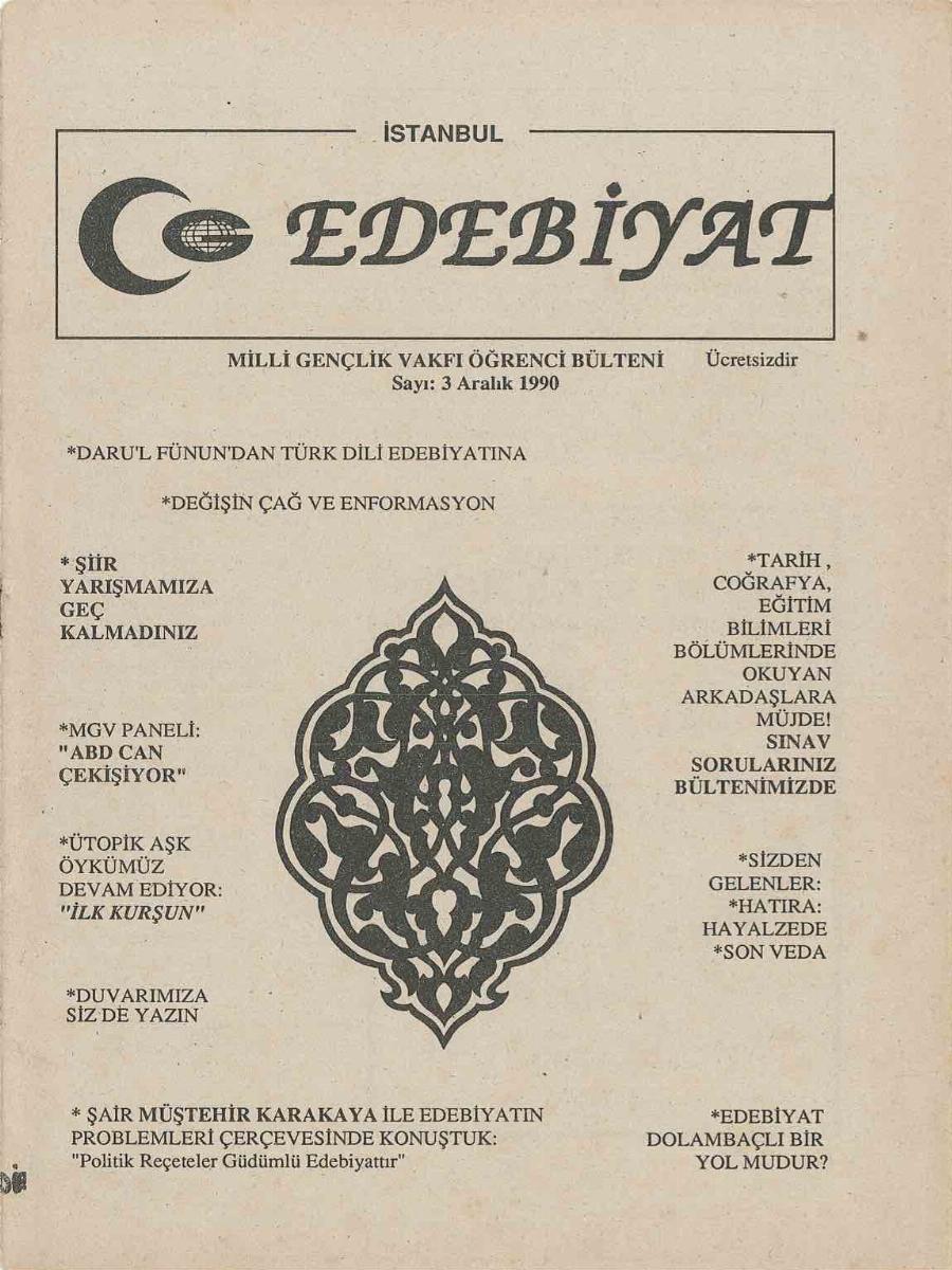 Edebiyat Milli Gençlik Vakfı Öğrenci Bülteni Kapak
